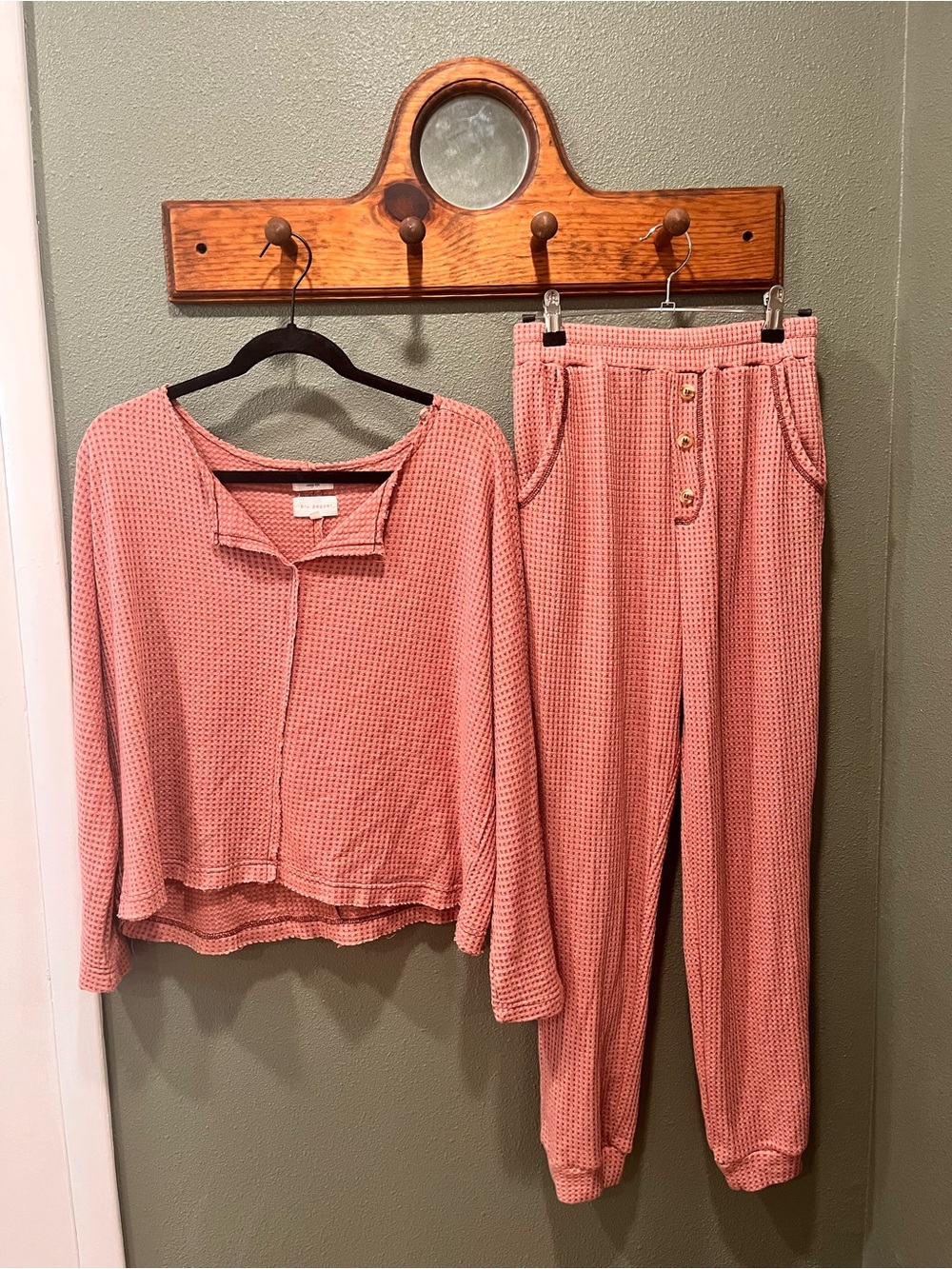 Blu Pepper Waffle Knit Top in Dusty Rose Pink
